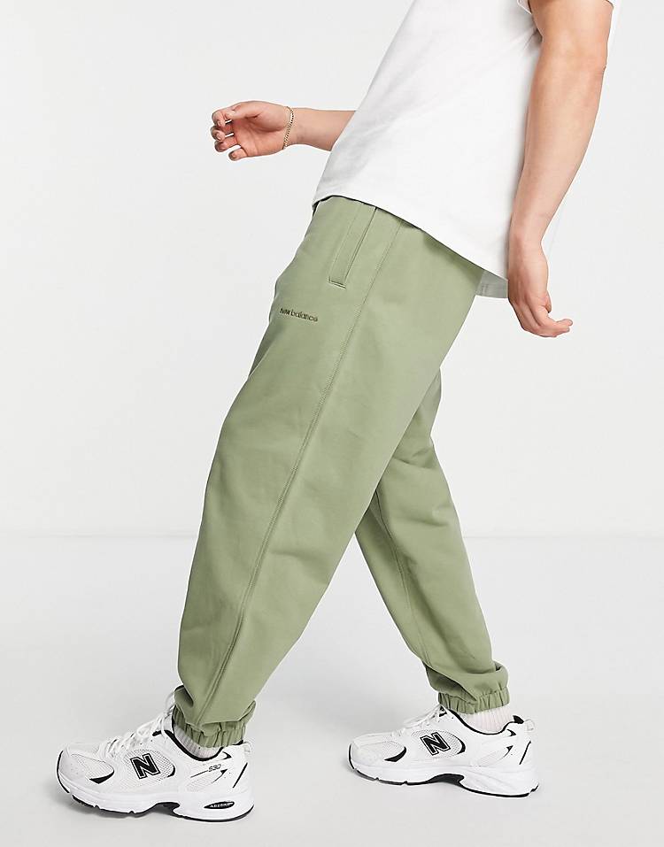 New Balance washed sweatpants with logo in khaki green